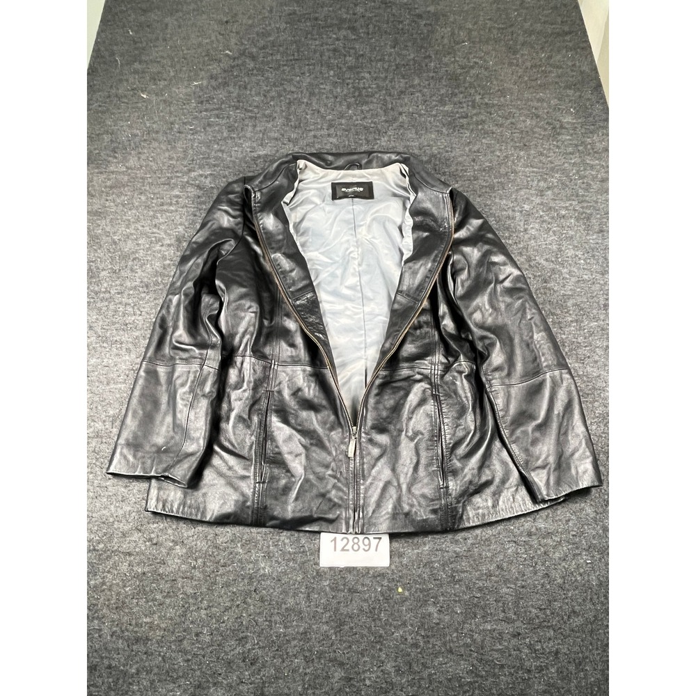 Vintage Avenue Leather Jacket Womens 18/20 Black Lined Winter Warm Full Zip